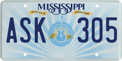 MS license plate ASK305