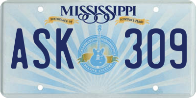 MS license plate ASK309