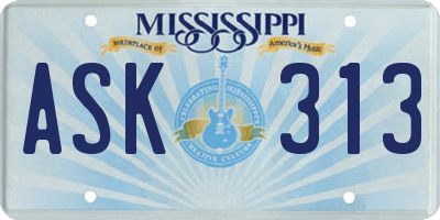 MS license plate ASK313