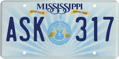MS license plate ASK317