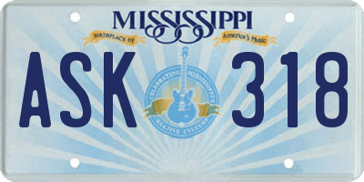 MS license plate ASK318