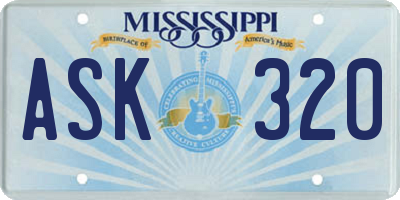 MS license plate ASK320