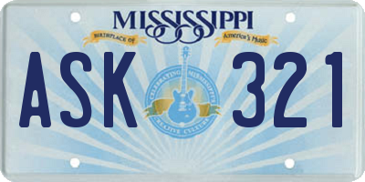 MS license plate ASK321