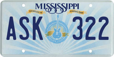 MS license plate ASK322
