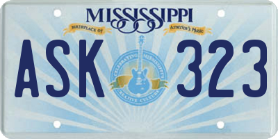 MS license plate ASK323