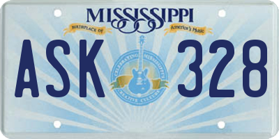 MS license plate ASK328
