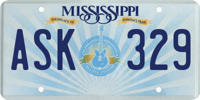 MS license plate ASK329
