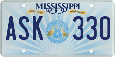 MS license plate ASK330
