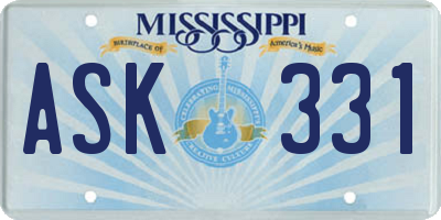 MS license plate ASK331