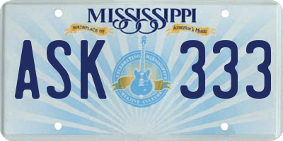 MS license plate ASK333