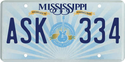 MS license plate ASK334