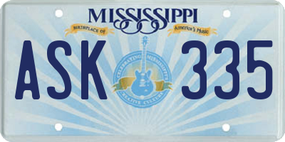 MS license plate ASK335