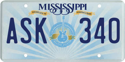MS license plate ASK340