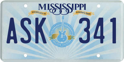 MS license plate ASK341