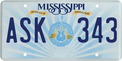 MS license plate ASK343