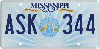 MS license plate ASK344