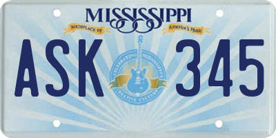 MS license plate ASK345