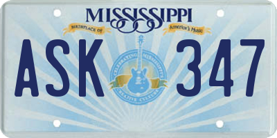 MS license plate ASK347