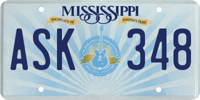 MS license plate ASK348