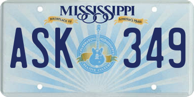 MS license plate ASK349
