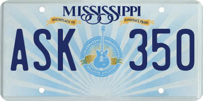 MS license plate ASK350