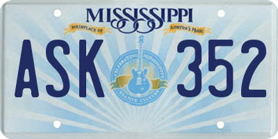 MS license plate ASK352
