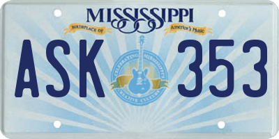 MS license plate ASK353