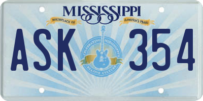 MS license plate ASK354
