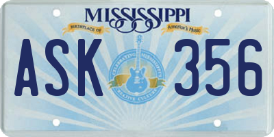 MS license plate ASK356
