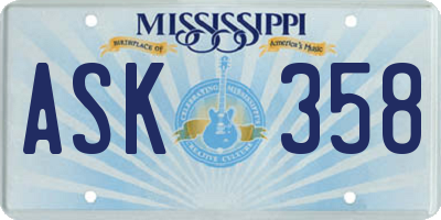 MS license plate ASK358