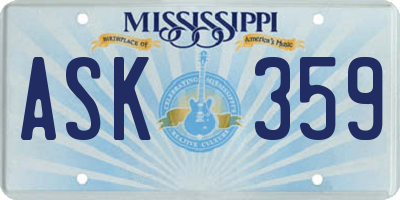 MS license plate ASK359