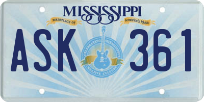 MS license plate ASK361