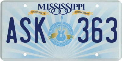 MS license plate ASK363