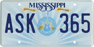MS license plate ASK365