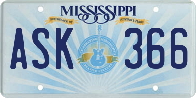 MS license plate ASK366