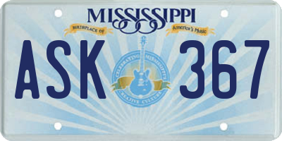 MS license plate ASK367