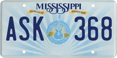 MS license plate ASK368