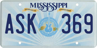 MS license plate ASK369