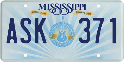 MS license plate ASK371