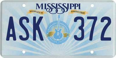 MS license plate ASK372