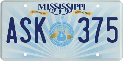 MS license plate ASK375