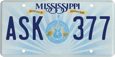 MS license plate ASK377