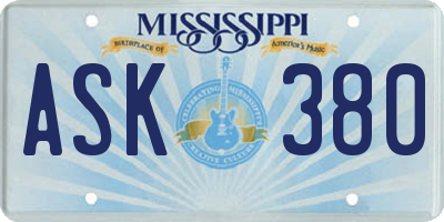MS license plate ASK380