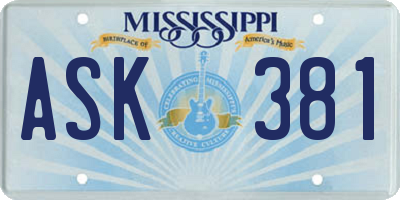 MS license plate ASK381