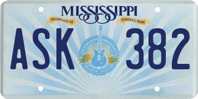 MS license plate ASK382
