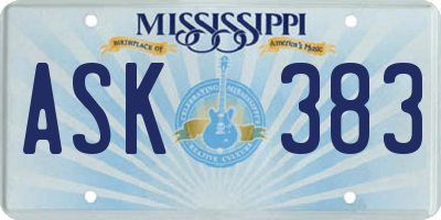 MS license plate ASK383