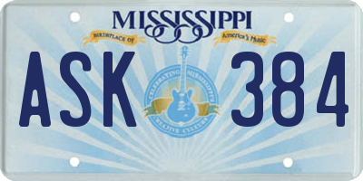 MS license plate ASK384