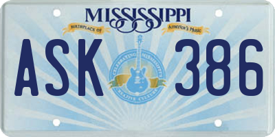 MS license plate ASK386