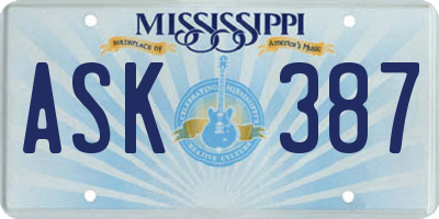 MS license plate ASK387