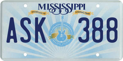MS license plate ASK388